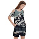 Mountains Women s Cold Shoulder Round Neck Mini Dress View3