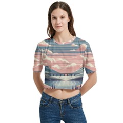 Artwork Painting Sculpture Nature Women s Round Neck Short Sleeve Crop Top