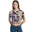 Thinker Sculpture Design Geometric Women s Round Neck Short Sleeve Crop Top View1