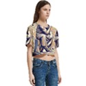 Thinker Sculpture Design Geometric Women s Round Neck Short Sleeve Crop Top View3