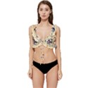 Thinker Sculpture Design Geometric Low Cut Ruffle Edge Bikini Top View1