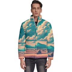 Mountains Countryside Agriculture Men s Puffer Bubble Jacket Coat