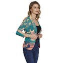 Mountains Countryside Agriculture Women s One-Button 3/4 Sleeve Short Jacket View3
