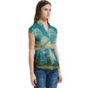 Mountains Rural Countryside Sky Women s Cap Sleeve Mandarin Collar Waist Tie Blouse View3