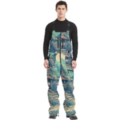 House Garden Building Flowers Men s Front Zip Ski And Snowboard Bib Pants