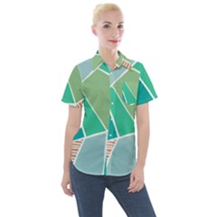 Geometric Colors  Pool Women s Short Sleeve Pocket Shirt