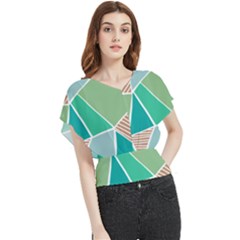 Geometric Colors  Pool Butterfly Chiffon Blouse