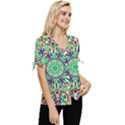 Cold Colors Mandala   Bow Sleeve Button Up Top View3