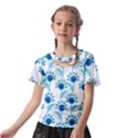 Blue Daisy Minimalist Leaves   Kids  Front Cut T-Shirt View2