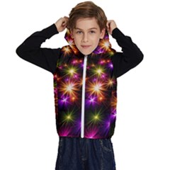 Star Colorful Christmas Abstract Kids  Stylish Hooded Puffer Vest