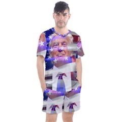 Donald Trump Flag Men s Mesh T-shirt And Shorts Set