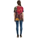 Floral Design 06 V-Neck Split Shoulder Casual T-Shirt View4