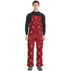 Illustrations Red Abstract Pattern Seamless Texture Men s Side Zip Front Pouch Ski And Snowboard Bib Pants	