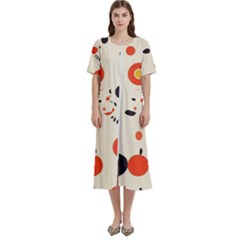 Geometric Design Women s Cotton Short Sleeve Nightgown