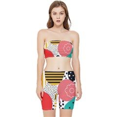 Geometric Design 07 Stretch Shorts And Tube Top Set