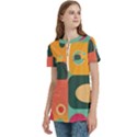 Geometric Design 08 Women s Zip Front V-Neck Short Sleeve Casual Top Pocket Shirt View2