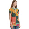 Geometric Design 08 Women s Zip Front V-Neck Short Sleeve Casual Top Pocket Shirt View3