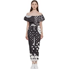 Geometric Design 09 Bardot Ruffle Jumpsuit