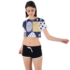 Geometric Design 10 Tie Back Short Sleeve Crop T-shirt