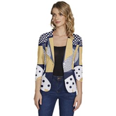 Geometric Design 10 Women s One-button 3/4 Sleeve Short Jacket