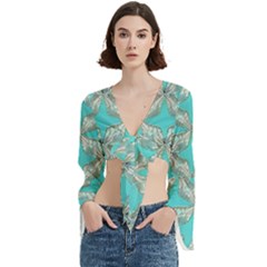Geometric Design 13 Trumpet Sleeve Cropped Top