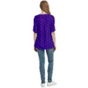 Blue Pattern Red Texture Women s Zip Front V-Neck 3/4 Sleeve Casual Top Pocket Shirt View4