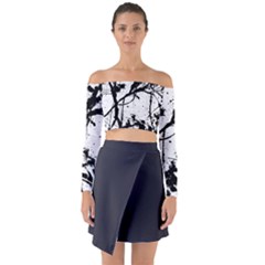 Inksplats Long Sleeve Off Shoulder Crop Top