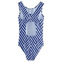 Blue and White Abstract Stripes Kids  Cut-Out Back One Piece Swimsuit View2