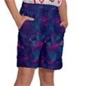 Turquoise Abstract Black Galaxy Pattern Turquoise Kids  Basketball Shorts View3