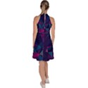 Turquoise Abstract Black Galaxy Pattern Turquoise Sleeveless Halter Neck A-Line Dress View4