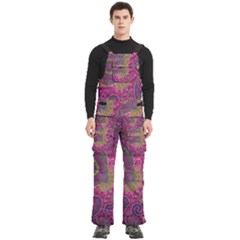 Abstract Purple Pattern Men s Side Zip Front Pouch Ski And Snowboard Bib Pants	