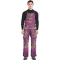 Abstract Purple Pattern Men s Side Zip Front Pouch Ski And Snowboard Bib Pants	 View1