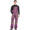 Abstract Purple Pattern Men s Side Zip Front Pouch Ski And Snowboard Bib Pants	 View3