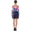 Waves Mountains Sky Long Sleeve Off Shoulder Crop Top View2