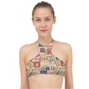 Letters Writing Paper Text Pattern High Neck Bikini Top View1