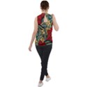 Pattern Shape Colorful Flower Leaves Mock Neck Chiffon Sleeveless Top View2