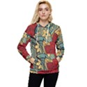 Pattern Shape Colorful Flower Leaves Women s Lightweight Drawstring Hoodie View1