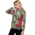 Pattern Shape Colorful Flower Leaves Women s Lightweight Drawstring Hoodie View2