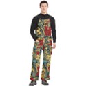 Pattern Shape Colorful Flower Leaves Men s Side Zip Front Pouch Ski And Snowboard Bib Pants	 View3