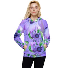 Purple Flower Nature Women s Lightweight Drawstring Hoodie