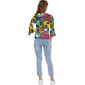 Funky Alien Pattern Abstract Colourful Drawing Bell Sleeve Top View4