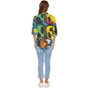 Funky Alien Pattern Abstract Colourful Drawing Women s Quarter Sleeve Pocket Shirt View4