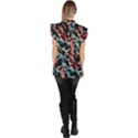 Leaves Pattern Patterns Colorful Ruffle Collar Short Sleeve Chiffon Top View4