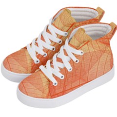 Abstract Texture Of Colorful Bright Pattern Of Transparent Leaves Of Orange And Yellow Color Kids  Hi-top Skate Sneakers