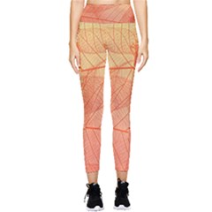 Abstract Texture Of Colorful Bright Pattern Of Transparent Leaves Of Orange And Yellow Color Pocket Leggings 