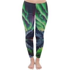 Lake Mountains Aorora Northern Lights Snow Classic Winter Leggings