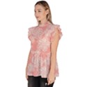 Lace White Ornamental Textile Ruffle Collar Short Sleeve Chiffon Top View2