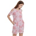 Lace White Ornamental Textile Women s Cold Shoulder Round Neck Mini Dress View3