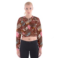 Sweet Food Seamless Pattern Cropped Sweatshirt