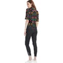 Mexican Folk Art Seamless Pattern Colorful Frill Neck Blouse View2